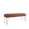 4ft. Brown Leather Upholstered Bench with Hairpin Legs